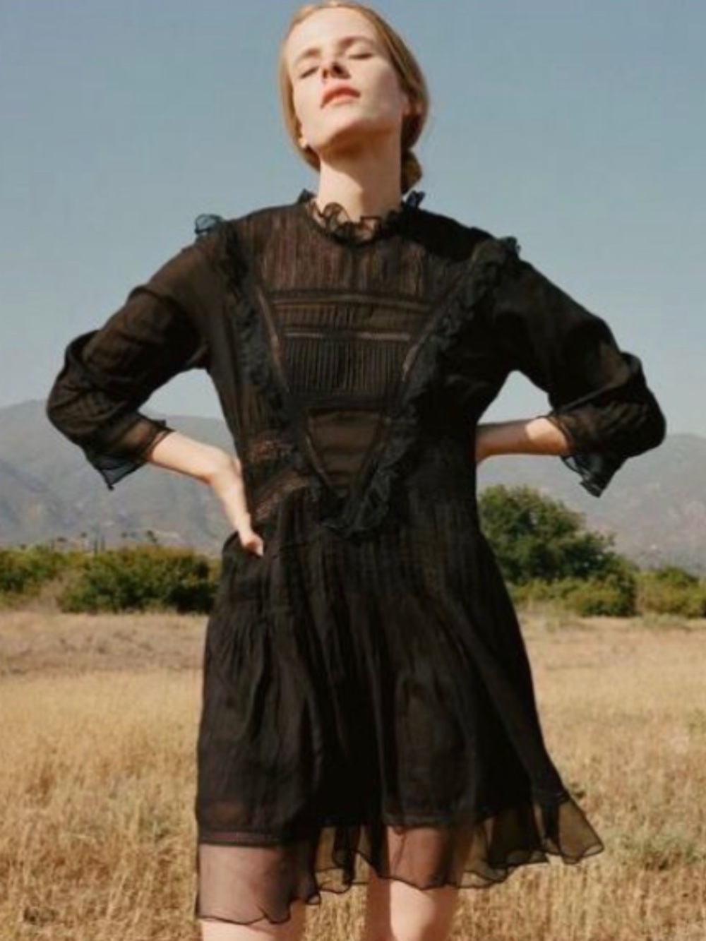 Dôen Black Cotton Paix Dress XS